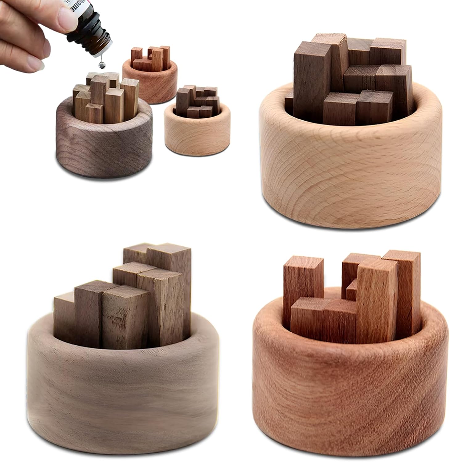 Home Fragrance Set - 1/3pcs wooden essential oil diffuser set