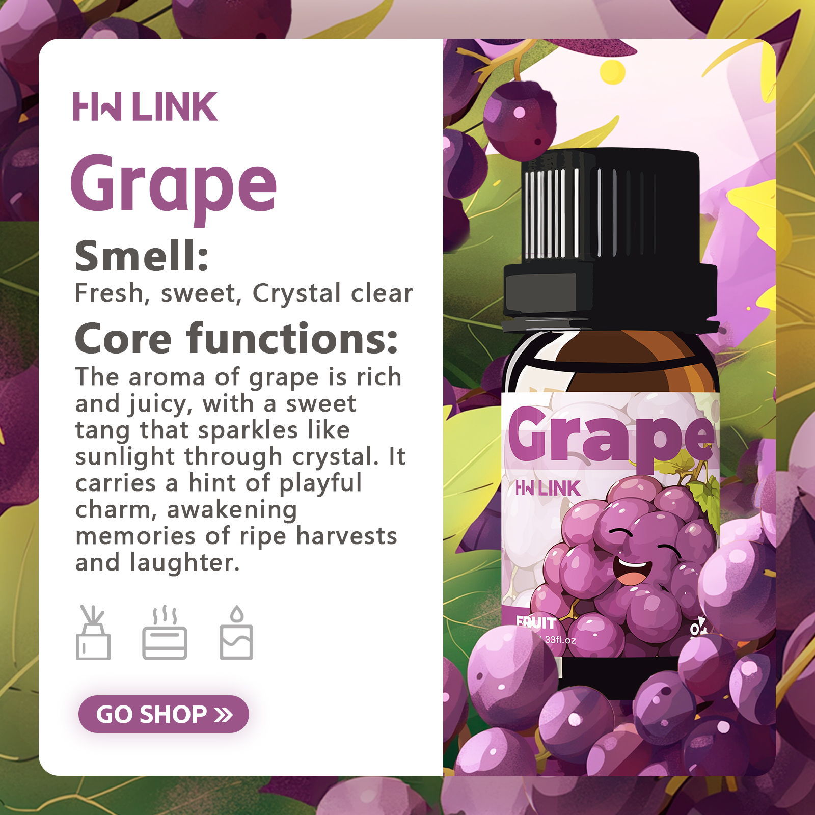 Grape Essential Oil 10ml Perfu - Home Fragrance Us ulasan dan harga